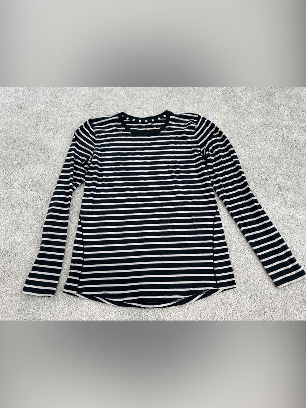 lululemon athletica Black and White Striped Long Sleeve Top Love Top